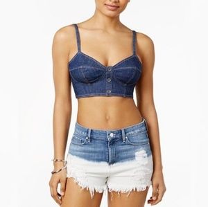 GUESS Denim Zip Back Bustier